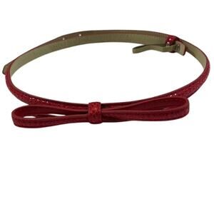 WHBM Red Patent Leather Skinny Belt with Bow Tie, Size M